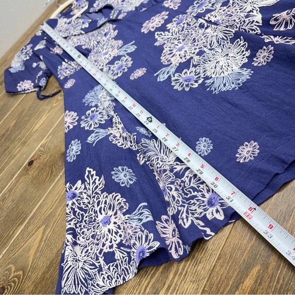 Free People Blue Hawaii Fit & Flare Mini Dress Aloha V-Neck Pockets Size Small - Picture 11 of 11